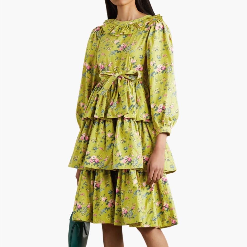 Batsheva X Laura Ashley cottage gore tiered dress NWT